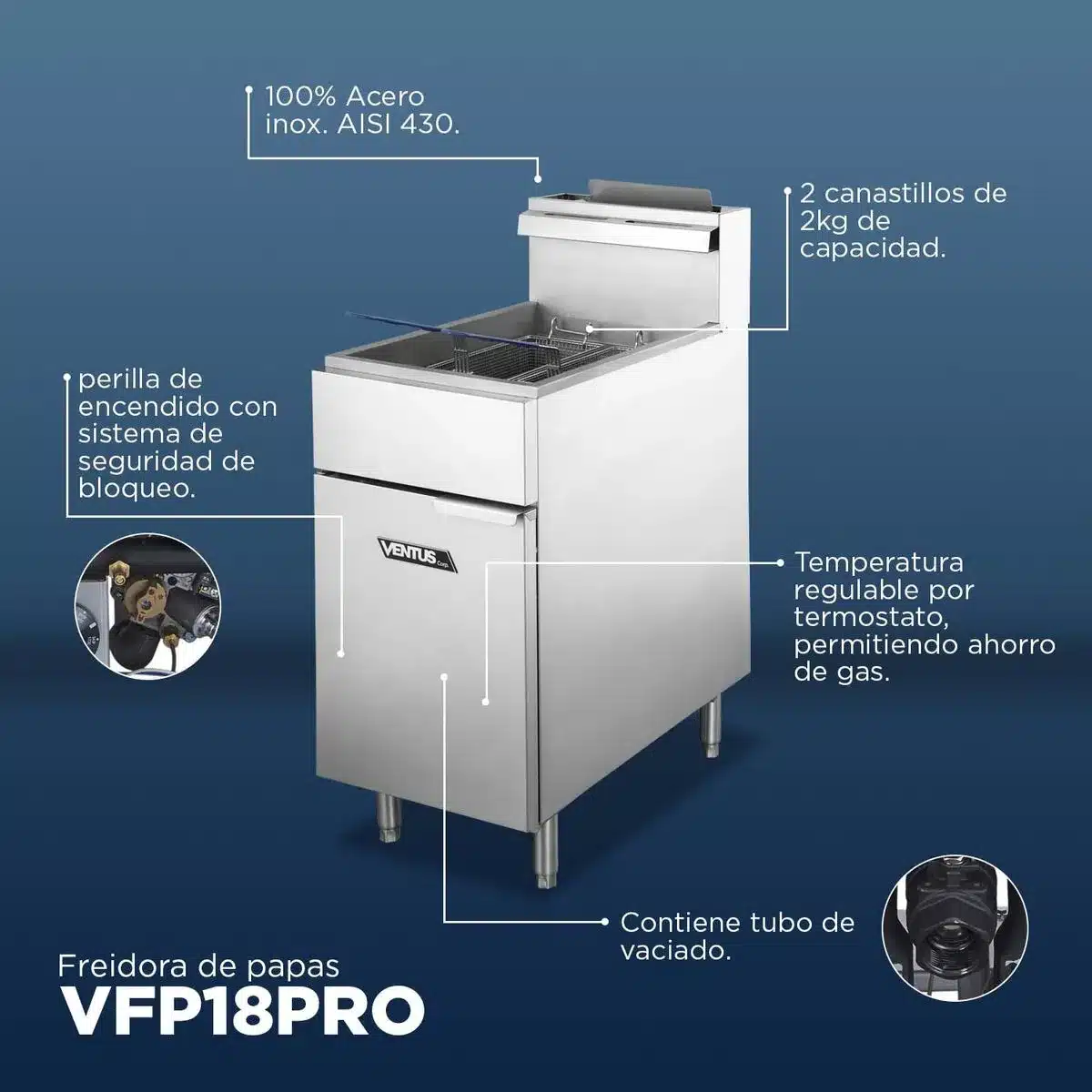 Freidora Industrial 18L GN Pro Ventus - Imagen 4